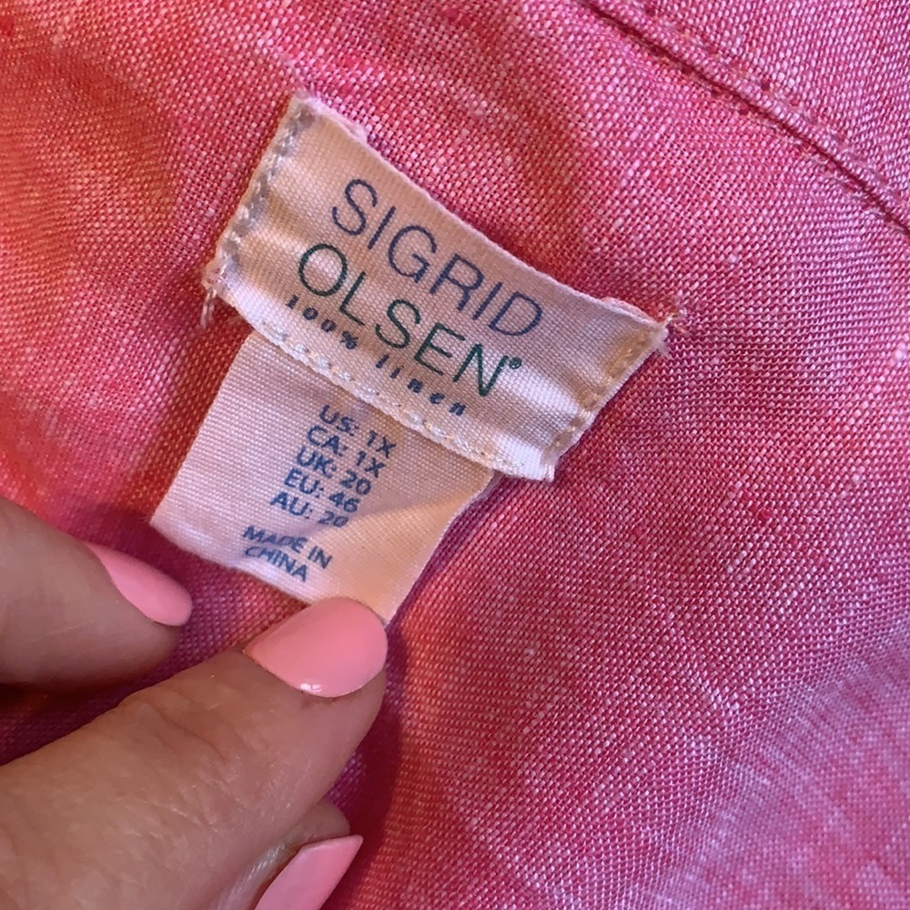 Sigrid Olsen 100% Linen Tunic Size 1x Top Blouse - image 4